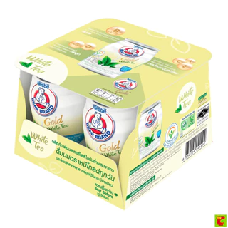 ตราหมี โกลด์ ผลิตภัณฑ์นมสเตอริไลส์ไขมันต่ำผสมชาขาว 140 มล. X 4 ชิ้น