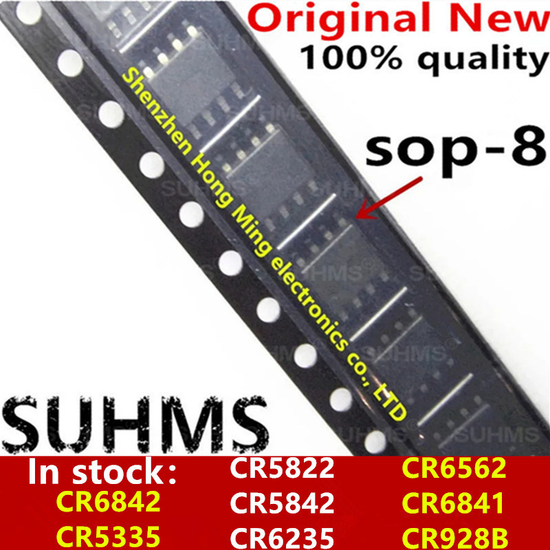 (5 ชิ้น) 100% ใหม่ CR6842 CR5335 CR5822 CR5842 CR6235 CR6562 CR6841 CR928B SOP-8 ชิปเซ็ต
