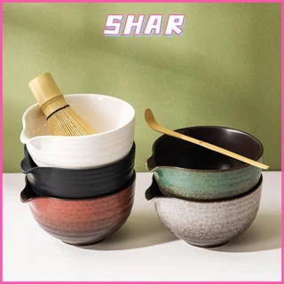 SHAR Matcha Whisk Holder, Textured ชามมัทฉะแบบใช้ซ้ําได้, พร้อมเทพวยเซรามิคสีไล่ระดับสีชุดชาญี่ปุ่นคนรักชา