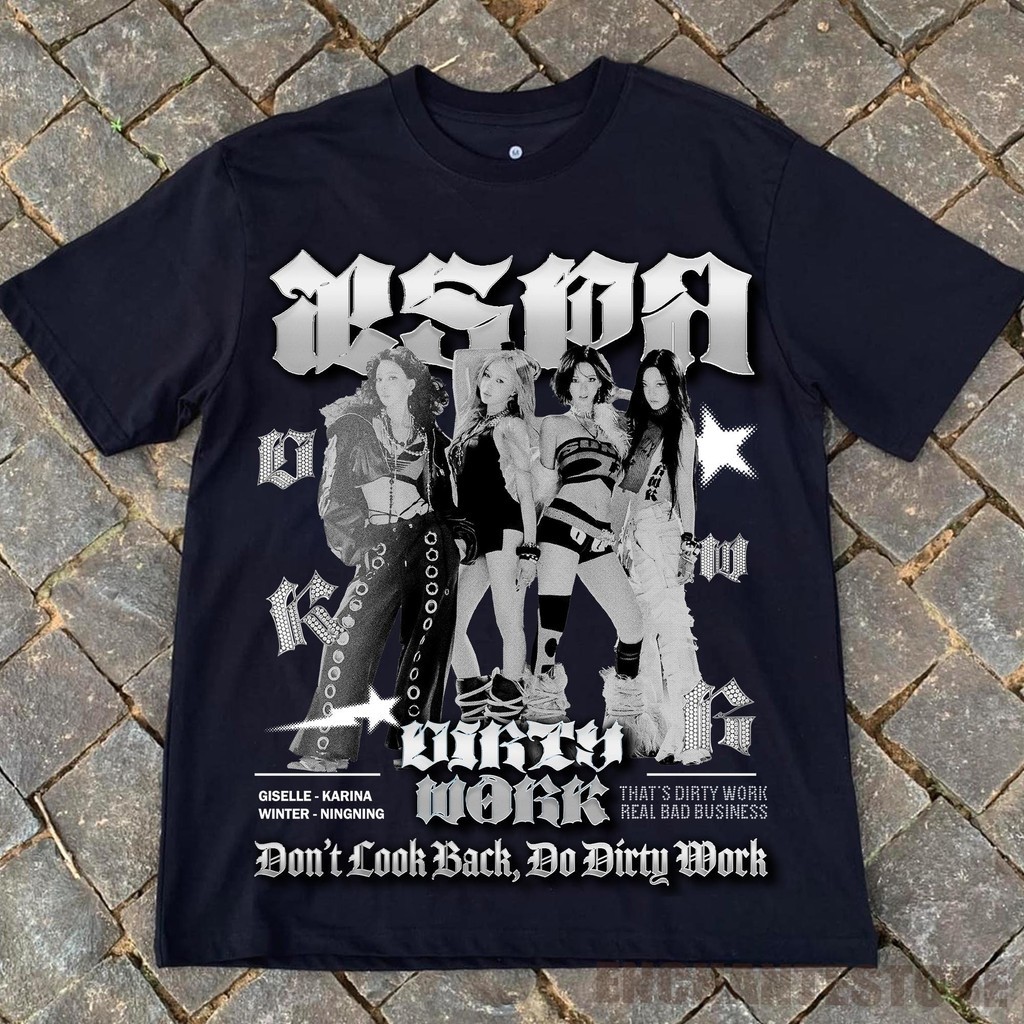 เสื้อยืด Aespa Dirty Work เสื้อเชิ้ต Aespa Synk AeXis Line, เสื้อยืดผู้หญิง 2025 aespa