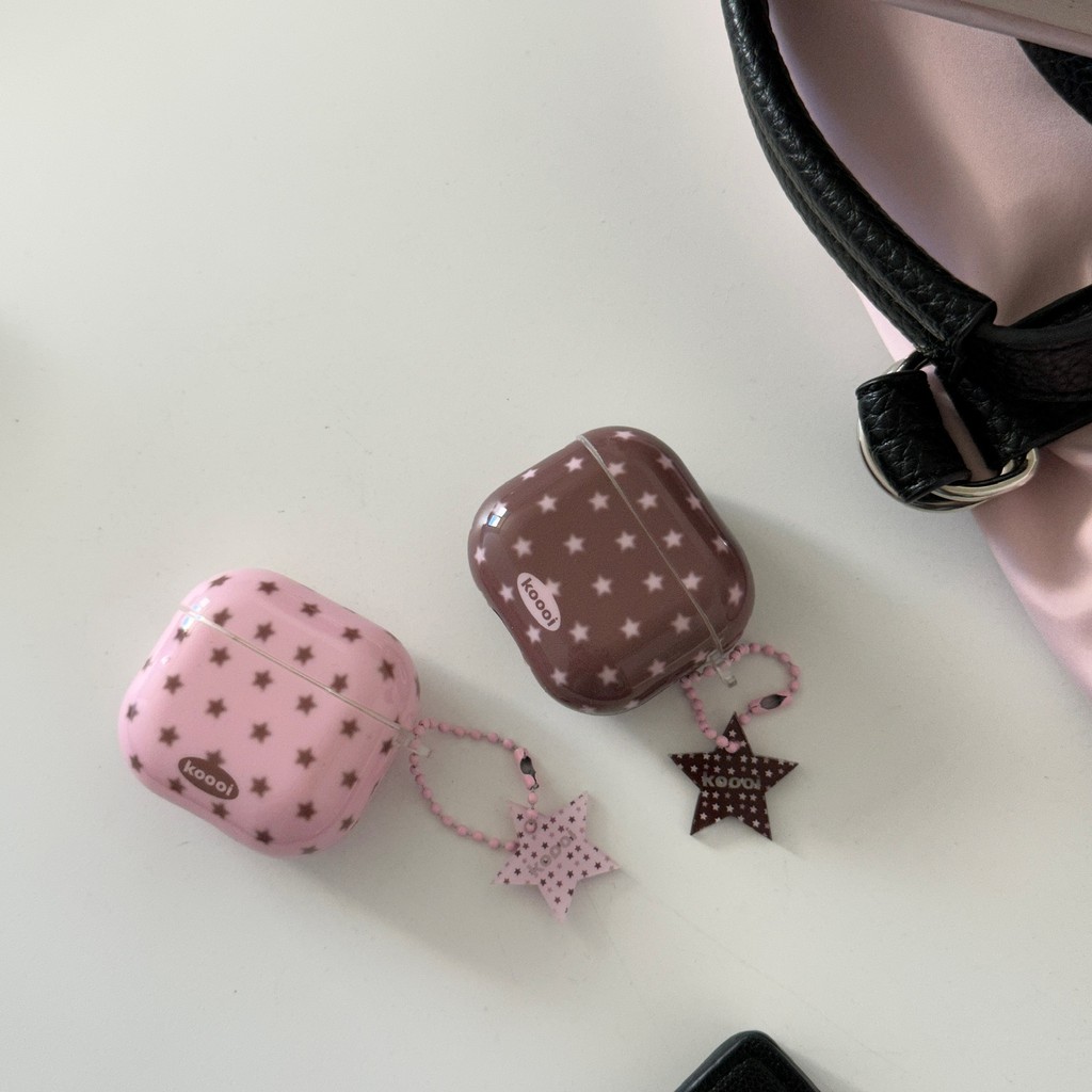 IMD Pink Coffee Star พร้อมจี้หูฟังสําหรับ AirPods 1 2 3 4 Pro หูฟังไร้สายบลูทูธสําหรับ AirPods Pro2 กันกระแทกฝาครอบป้องกันปลอก