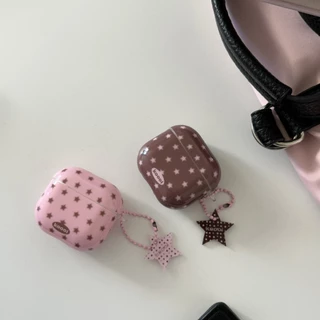 IMD Pink Coffee Star พร้อมจี้หูฟังสําหรับ AirPods 1 2 3 4 Pro หูฟังไร้สายบลูทูธสําหรับ AirPods Pro2 กันกระแทกฝาครอบป้องกันปลอก