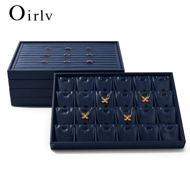 Oirlv ถาดแสดงเครื่องประดับหนัง PU ที่เก็บเครื่องประดับ P131