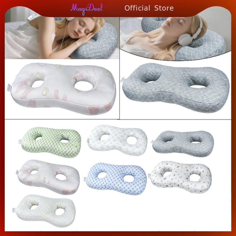 MagiDeal หมอนนอนด้านข้าง หมอนรูหูพร้อมรูสําหรับเจาะหูพายหูฟังส่วนบุคคล