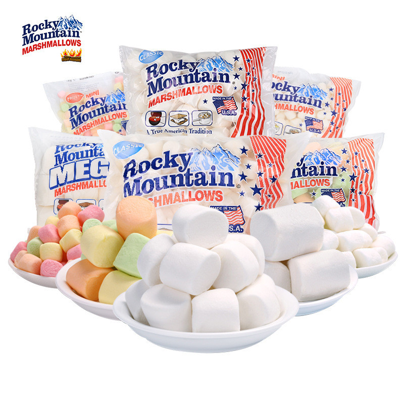 สินค้าใหม่นําเข้าจากสหรัฐอเมริกา Rocky Mountain Marshmallow Gummy BBQ Snowflake Crisp BBQ Baking Can