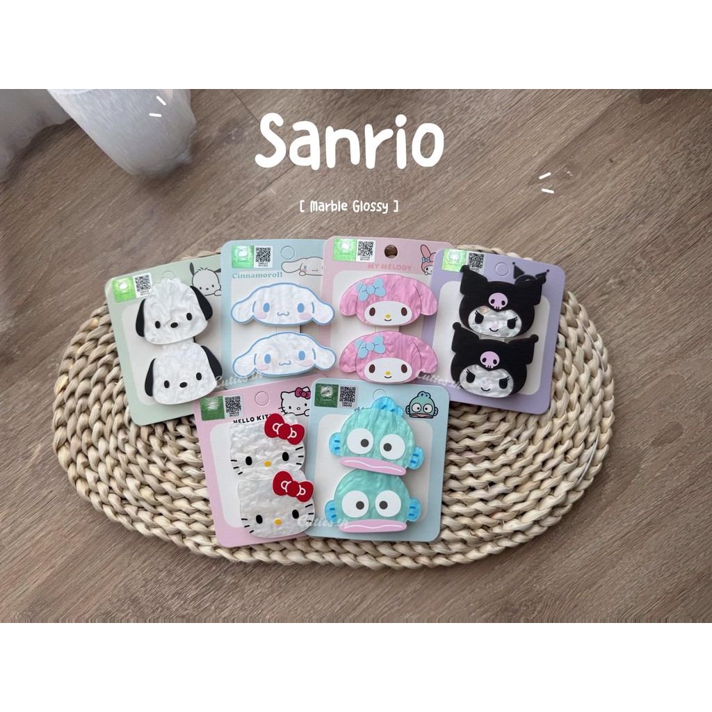 [แท้ 100%]  กิ๊ฟติดผม Sanrio Marble Glossy sario ซานริโอ้ ซาริโอ้  Hair clip ลายหินอ่อน 1 แพคได้ 2 ชิ้น สแกนตรวจสอบได้