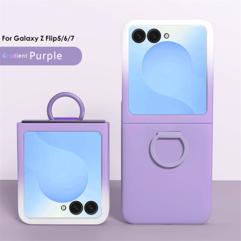 Gradient Ultra Thin แหวนสําหรับ Samsung Galaxy Z Flip 7 Z Flip 6 Z Flip 5 ซิลิโคนผิวฝาครอบป้องกัน Flip7 Flip6 Flip5