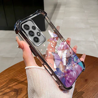 กันกระแทกCase สําหรับ Samsung A32 A52 A52S A53 A73 4G 5G เคสโทรศัพท์ TPU 2025 ออกแบบใหม่ผีเสื้อดอกไม้อุปกรณ์เสริมฝาครอบ SZ28