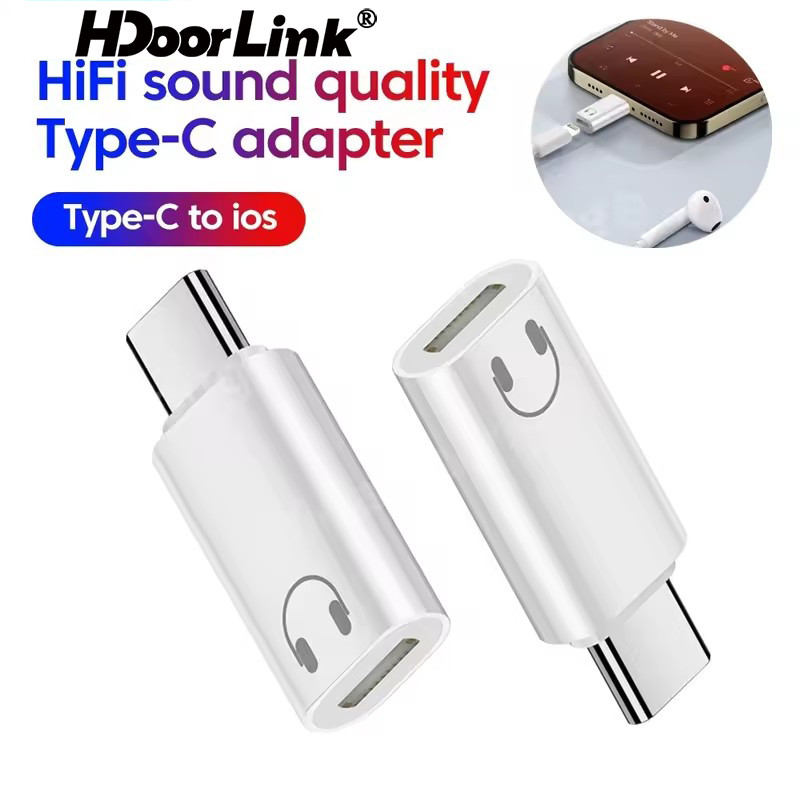 HdoorLink สําหรับ IOS To Type C อะแดปเตอร์เสียง USB C ถึง IOS อะแดปเตอร์ Type-C ถึง IOS Connector อะแดปเตอร์ USB Type-C สําหรับโทรศัพท์ 16 15