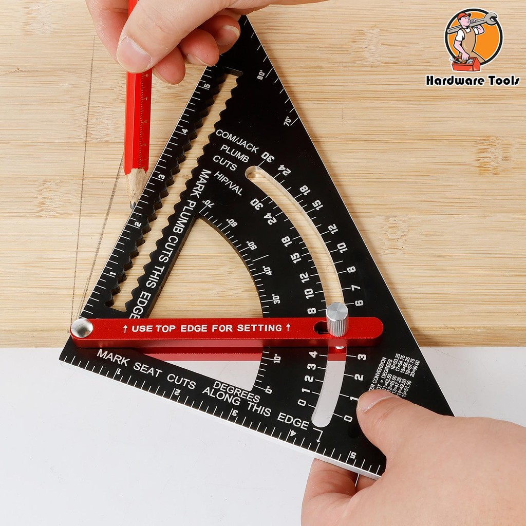 งานไม้สามเหลี่ยมไม้บรรทัด7นิ้วอลูมิเนียมช่างไม้สแควร์ปรับ นักพายเรือ สแควร์สําหรับวัด