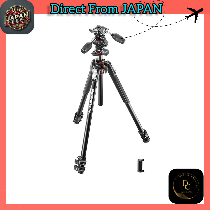 Manfrotto 190 Pro Aluminum/Carbon Fiber Tripod, 4-Section, Lightweight and Compact with High Load Ca