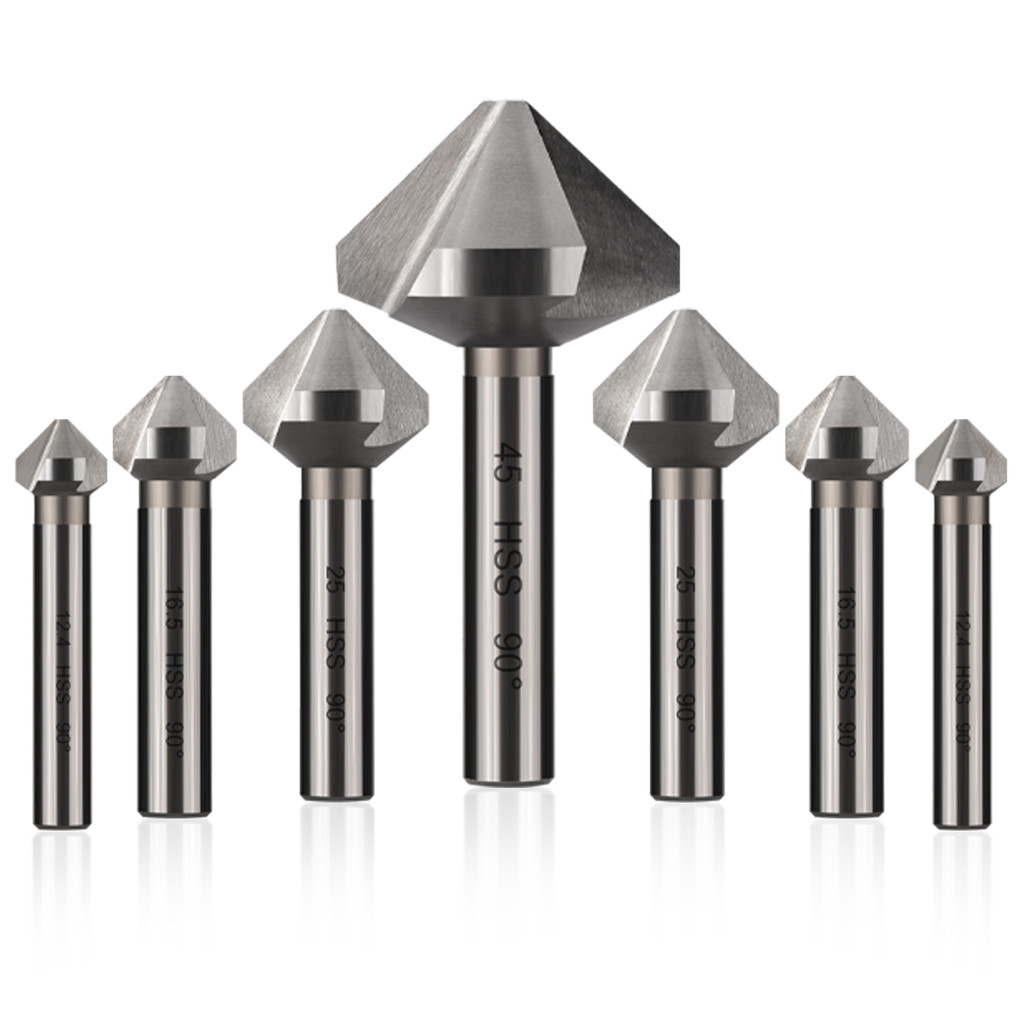 Versery 4.5-50 มม.3 ขลุ่ย 90 องศา HSS M2 6542 Countersink Chamfering เครื่องมือเจาะ Bits สําหรับสแตนเลสอลูมิเนียม