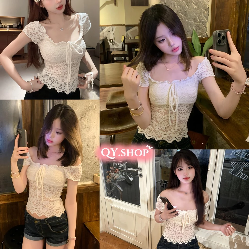 QY.Shop เซ็กซี่ มีฟองน้ำ แขนสั้นผ้านุ่มนิ่ม เสริมฟองน้ำ มีสองสี ใส่ง่าย เสื้อยืดผู้หญิง ผ้าใส่สบาย "FY1922"