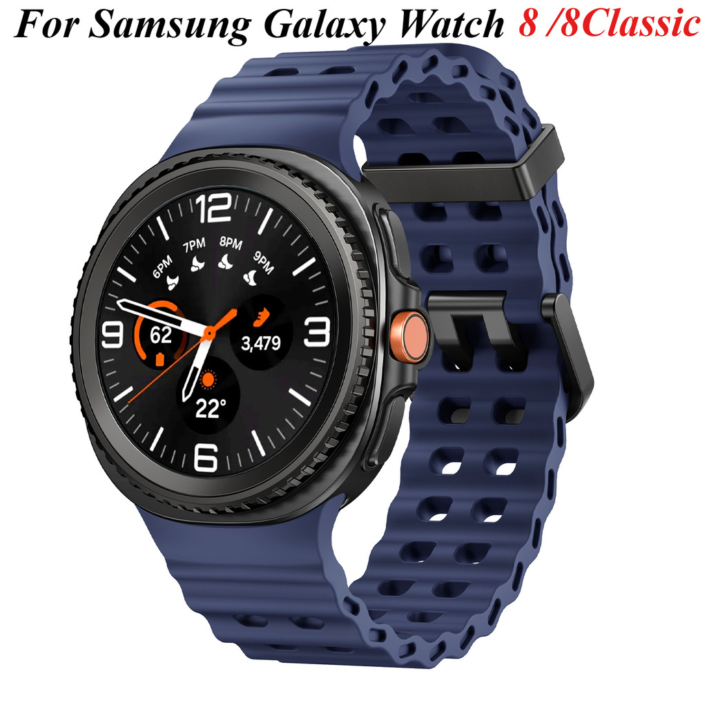 Ocean สายซิลิโคนสําหรับ Samsung Galaxy Watch 8 40 มม.44 มม.Breathable สร้อยข้อมือเข็มขัดสําหรับ Galaxy Watch 8 คลาสสิก 46 มม.