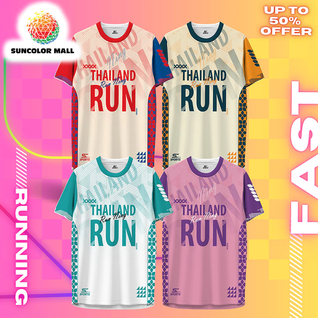 SC Sports เสื้อกีฬา เสื้อพิมพ์ลาย Run02-หลากสี งานจริงสวย สีสด หนา145g นุ่มลื่นใส่สบาย