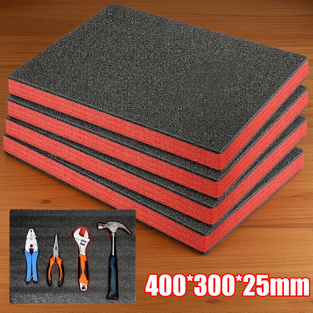 Cuttable Shock Absorption กล่องเครื่องมือโฟมผ้าฝ้ายแทรก - สีดําสีแดงอเนกประสงค์โต๊ะ Miniatures Padding กล่องเครื่องมือ Organizer