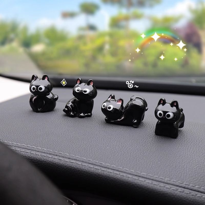 น่ารักแมวดําเครื่องประดับรถคอนโซลกลางรถหน้าจอมินิตกแต่งอุปกรณ์ตกแต่งภายในรถยนต์