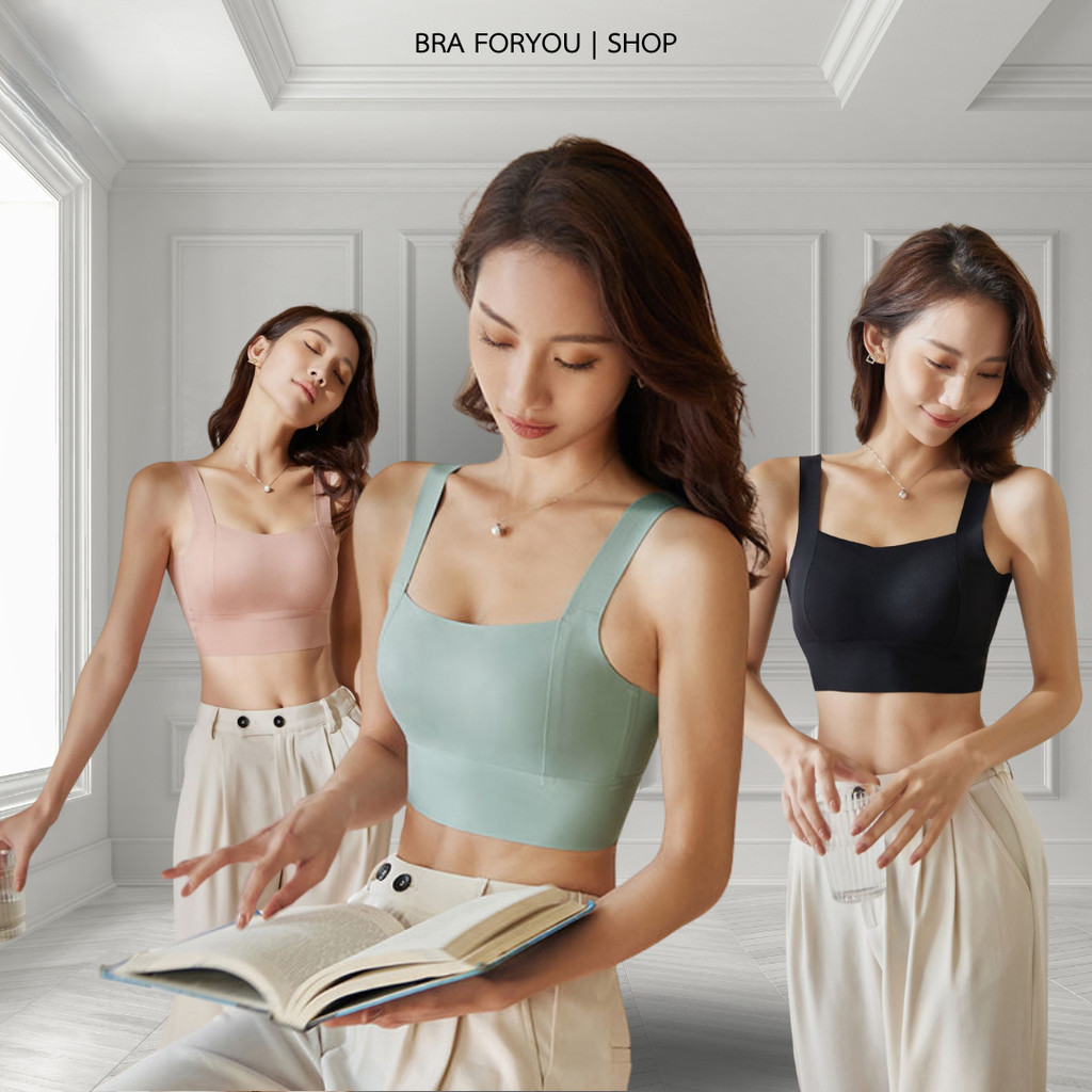 Bra Foryou  สปอร์ตบรา บราสายเดี่ยว ไร้โครงผ้าเรยอน มีฟองน้ำในตัว (016) ถอดฟองน้ำได้ ใส่สบาย