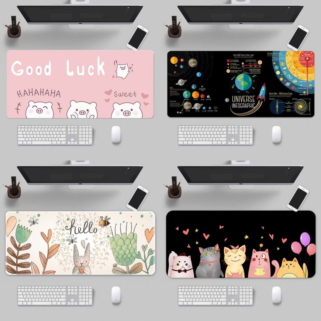 COD 80*30cm cmแผ่นรองเมาส์ทรงกลมกันลื่นลายการ์ตูนน่ารัก แผ่นรองเมาส์แบบหนา 3mm สำหรับข้อมือ