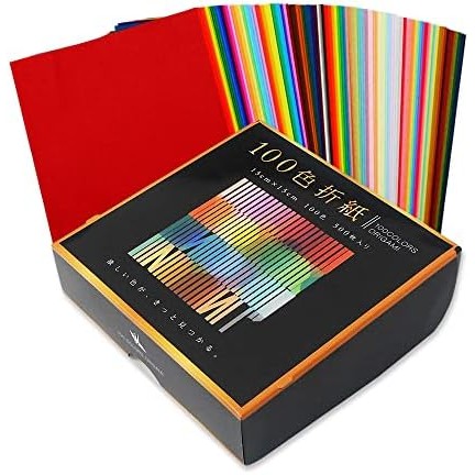 【Direct from Japan】EHIME Paper Works Origami 100 สี 15 ซม. 500 แผ่นรวมอยู่ในกล่องกระดาษ NE-100C-500