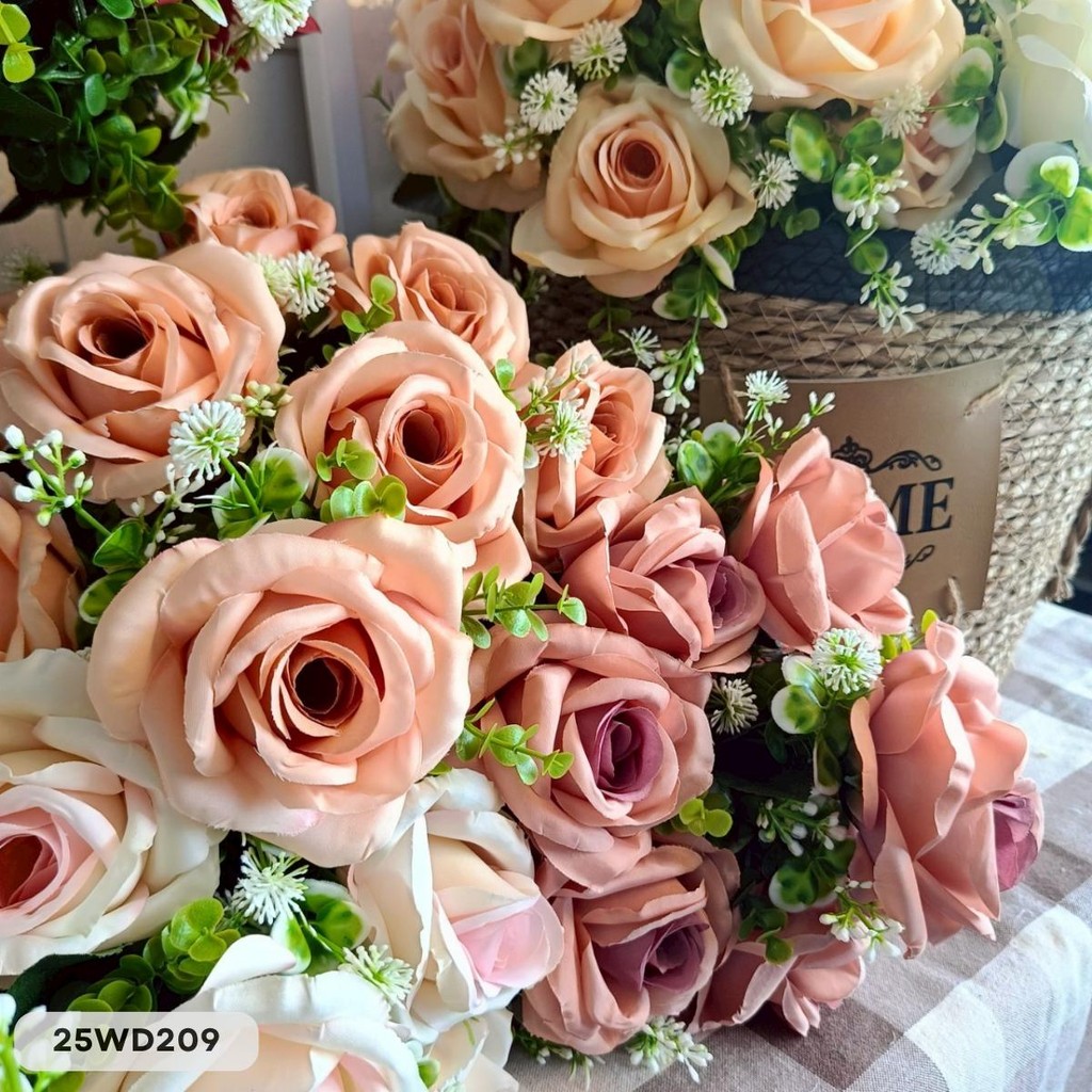 กุหลาบ 10 ดอก แซมฮอตั้น หน้าดอก 7 cm. ต้นสูง 45 cm. - รูปที่ 5