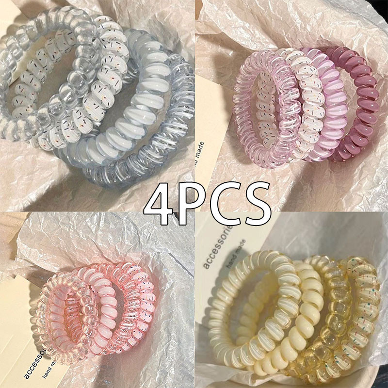 อุปกรณ์จัดแต่งทรงผม 4 ชิ้นใหม่ สายยางรัดผมเรียบง่ายสำหรับการผูกเชือก