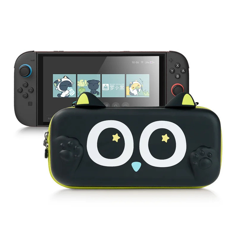 กระเป๋า GeekShare เข้ากันได้กับ Nintendo Switch 2(2025) พร้อมช่องเสียบการ์ดเกม, กระเป๋าเดินทางแบบพกพา Luo Xiaohei Series