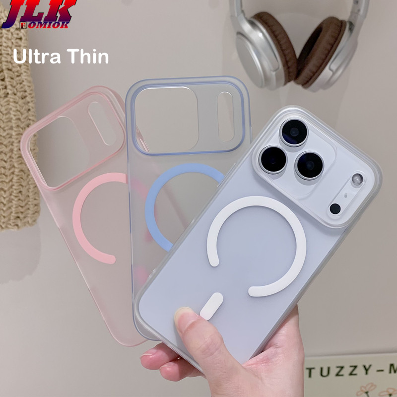 [JLK] Ultra Thin Matte Magnetic Phone Case for iPhone 17 Air 17 ProMax 16 15 Plus 14 13 12 Pro Max Transparent Shockproof Hard Cover