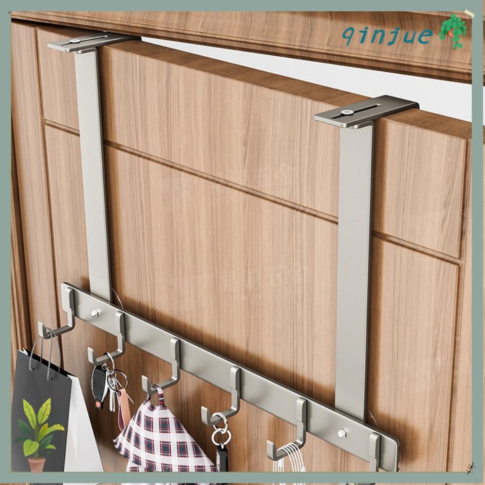 QINJUE ตะขอแขวน 5/6 Hooks Over The Door Coat Hat Towel Rack, Clothes Storage Hanging Adjustable Behind Door Hook for Bathroom