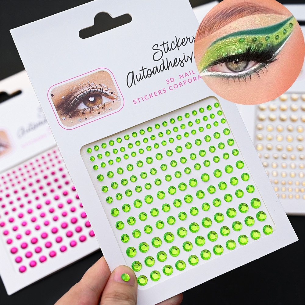 สติกเกอร์ตกแต่งหน้า 3D Rhinestones กันน้ำ อัญมณีคริสตัลและกลิตเตอร์ เพิ่มความสวยงามสำหรับงานปาร์ตี้หรือประจำวัน