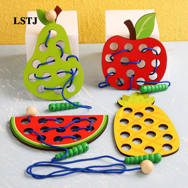 [Lstjj] ของเล่นไม้ Sensory บล็อกปริศนาไม้ลูกไม้ 3-5 ปี เรียนรู้ด้ายไม้ ของขวัญเพื่อการศึกษา
