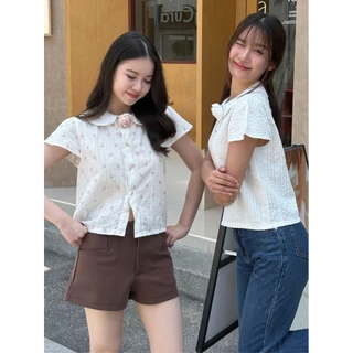พร้อมส่งครบสี 💓Girly Top เสื้อเชิ้ตปกบัวเเขนตุ๊กตา / dressylismm