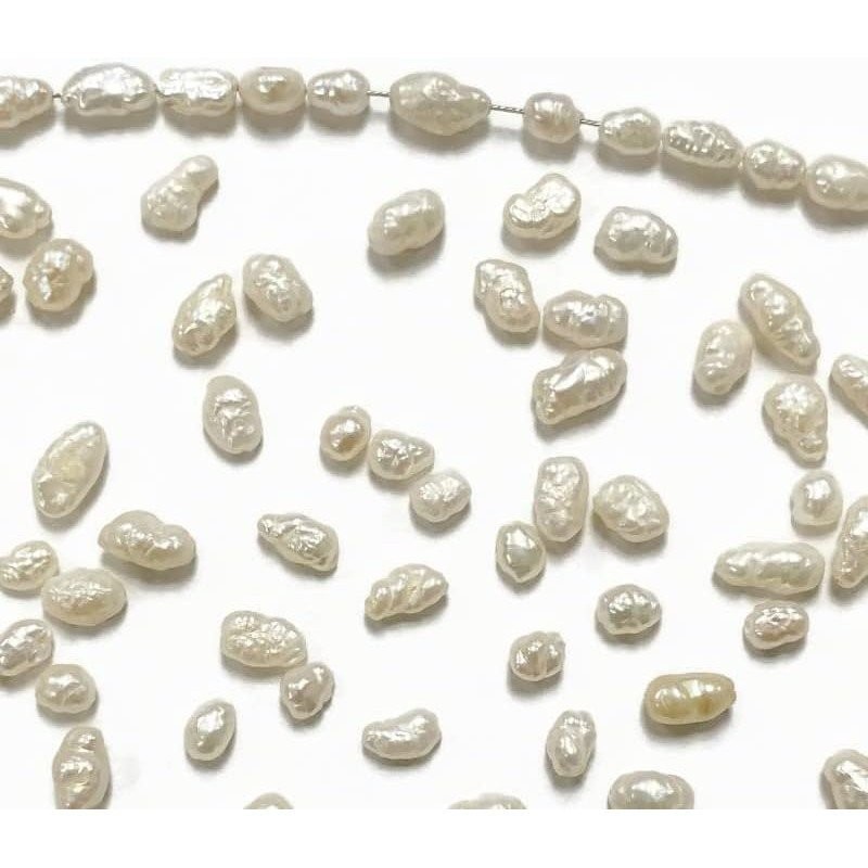 100 Vintage Genuine Freshwater Pearl Biwa Natural Pearl Rice Baroque Beads - DIY Jewelry Making D190