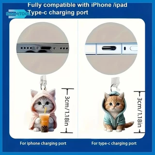 UTZN> น่ารัก 2D โทรศัพท์ Anti Dust Charge Port Plug สําหรับ Type C Dust Protection Stopper Accessorie ใหม่