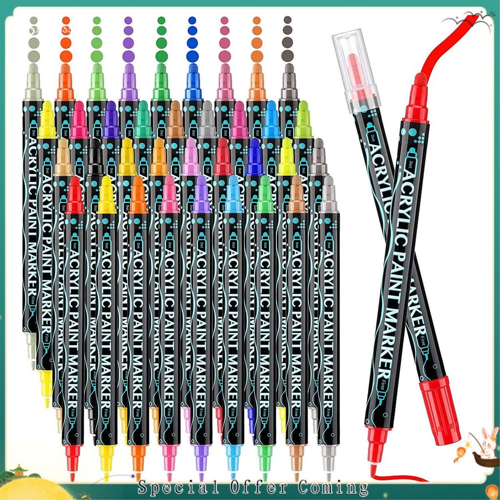 stsjhtdss2.thFine Dot Tip Paint Pen Double Tip Maker ปากกาสําหรับผู้ใหญ่เด็ก