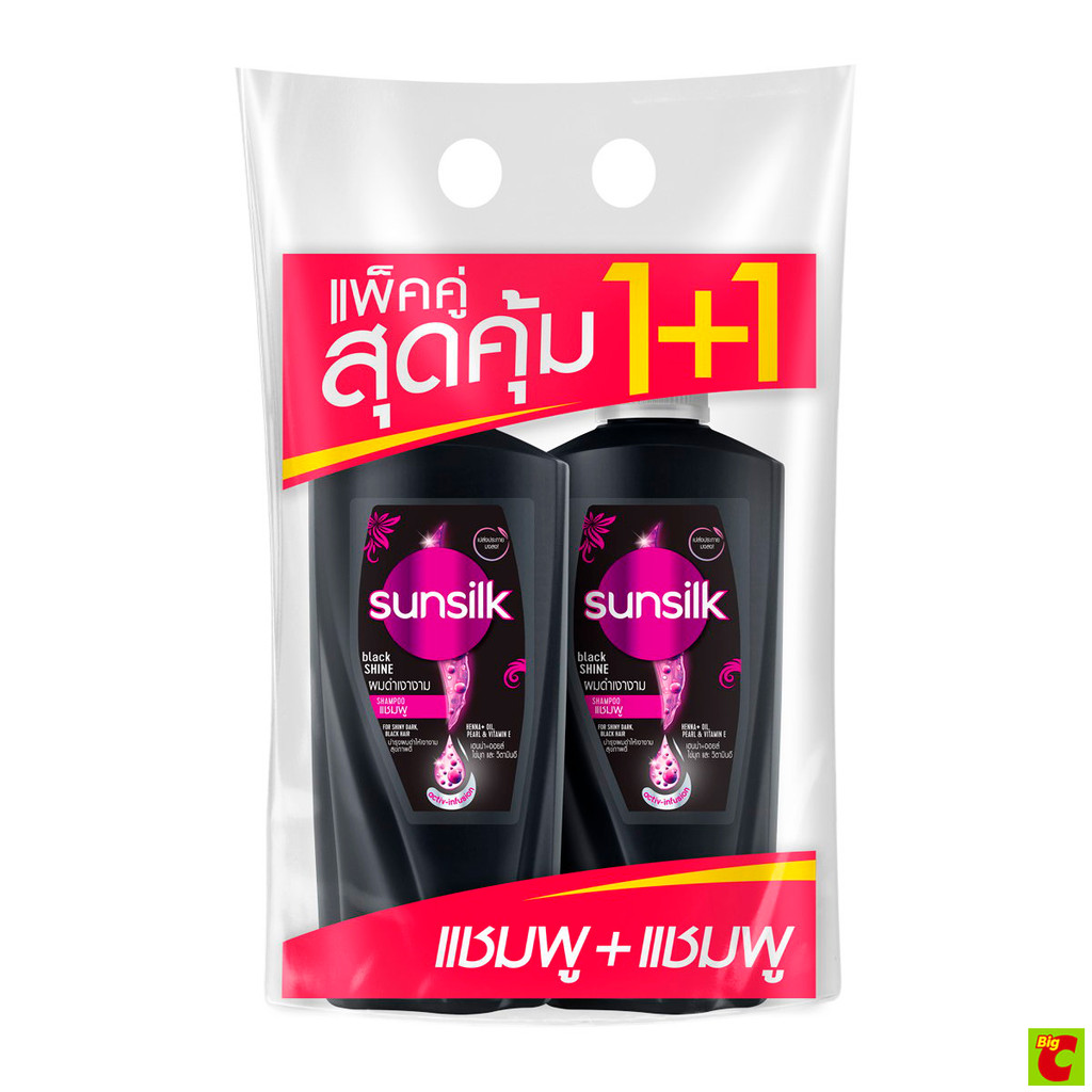 ซันซิล แชมพู แบล็ค ไชน์ แอคทีฟ-อินฟิวส์ชั่น 325 มล. แพ็ค 1+1