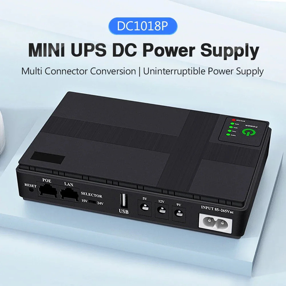 อย่างต่อเนื่อง 8800/10400Mah Power Supply Charger โทรศัพท์มือถือ DC UPS AC85-265V DC1018P Router 5V9