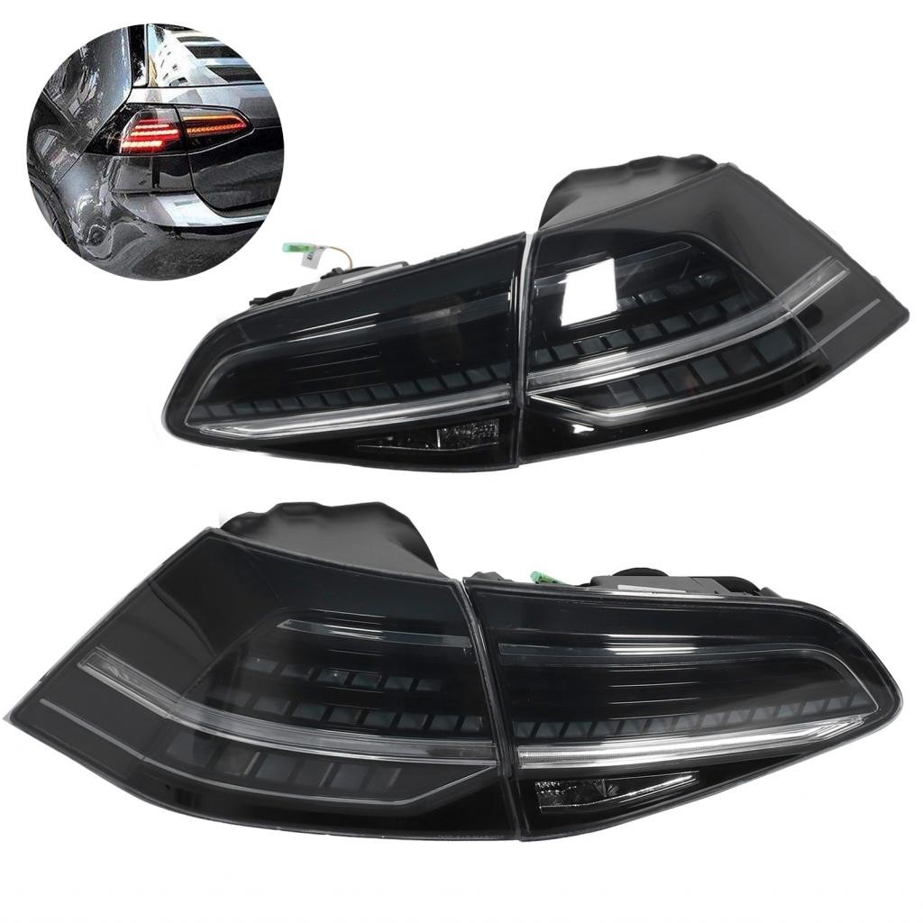 1qiwan-my VLAND R‐Look Full LED ไฟท้ายแบบไดนามิกเลนส์รมควันเหมาะสําหรับ MK7/7.5 GTD R 2013-2020