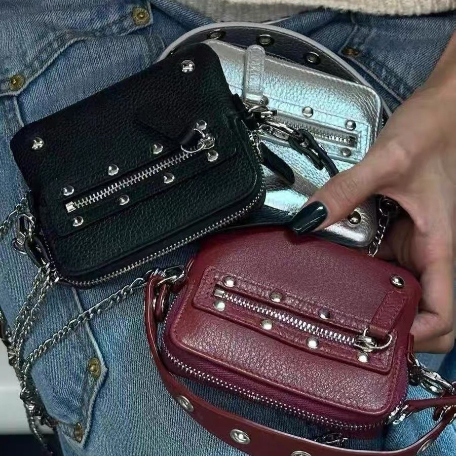 เกาหลี Niche DEINET ผู้ถือบัตร Multi-card Slot เหรียญกระเป๋าโซ่ Cross-body กระเป๋าจี้ผู้ชายผู้หญิง R