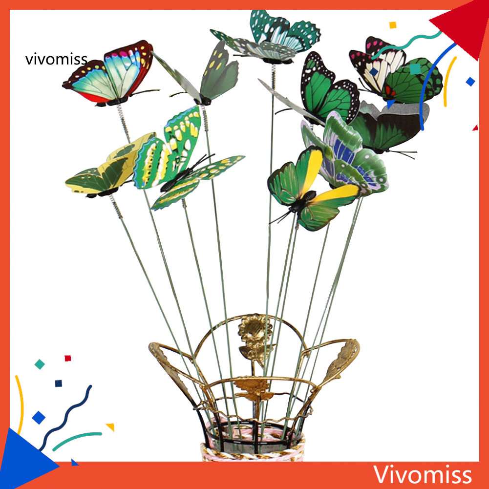 [VM] 10ชิ้น/เซ็ตจําลองผีเสื้อติดสวนกลางแจ้งกระถางดอกไม้เครื่องประดับตกแต่ง
