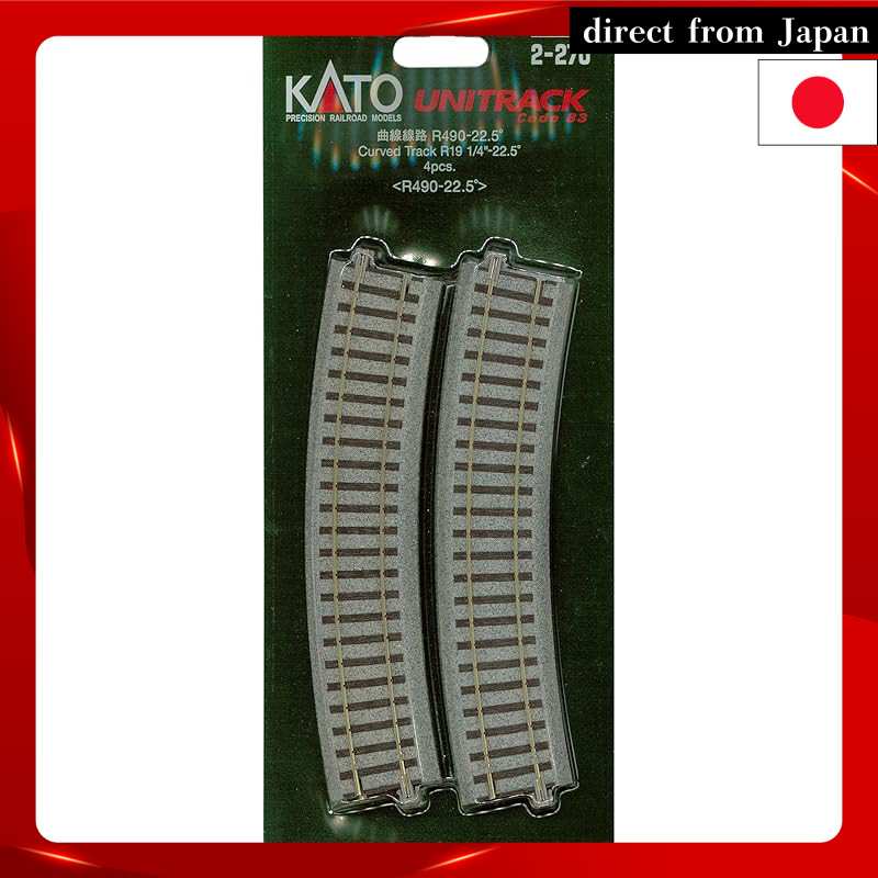 KATO HO Scale Curved Track R490-22.5° Set of 4 2-270 Railway Model Accessories