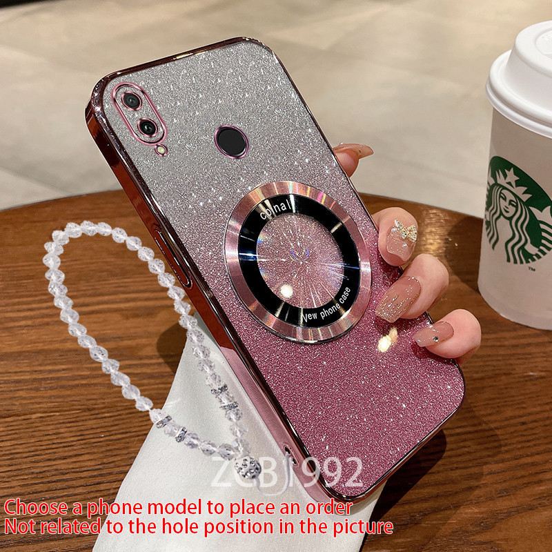 Ultra ThinCasing Huawei Y7 Y9 2019 y7 prime y7 pro 2019 เคสโทรศัพท์ แม่เหล็กดูดชาร์จใหม่แฟลชกระดาษโปร่งใสไฟฟ้า TPU soft case CYMWX04
