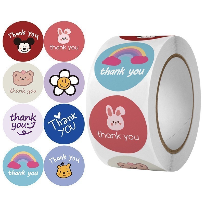 Lulaby - ENJOY STICKERS ROUND ROLL FOOD CAKE THANK YOU 500 ชิ้น
