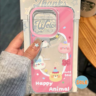 🔥Sole🔥เข้ากันได้สำหรับ เคสไอโฟน11 เคส iphone 16 Pro Max 7 8 Plus XR X XS MAX 12 13 14 15 16 เคสใส ช้างลูกแมวน่ารัก