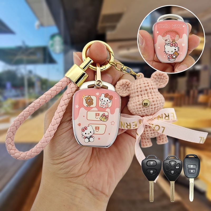 [โปรโมชั่น]พวงกุญแจ Toyota Camry Corolla Rav4 Vios Yaris ative vios Hiace Sienta Altis Vigo Fortuner Innova TPU เคสกุญแจรถยนต์ เคสกุญแจรีโมทรถยนต์