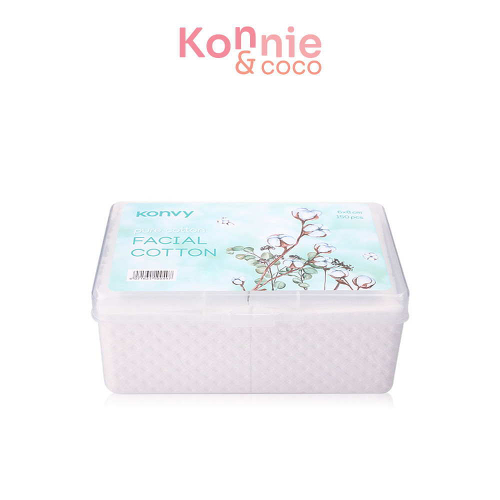 Konvy Facial Cotton 150pcs สำลีแผ่นนบาง เพื่อผิวหน้าโดยเฉพาะ.