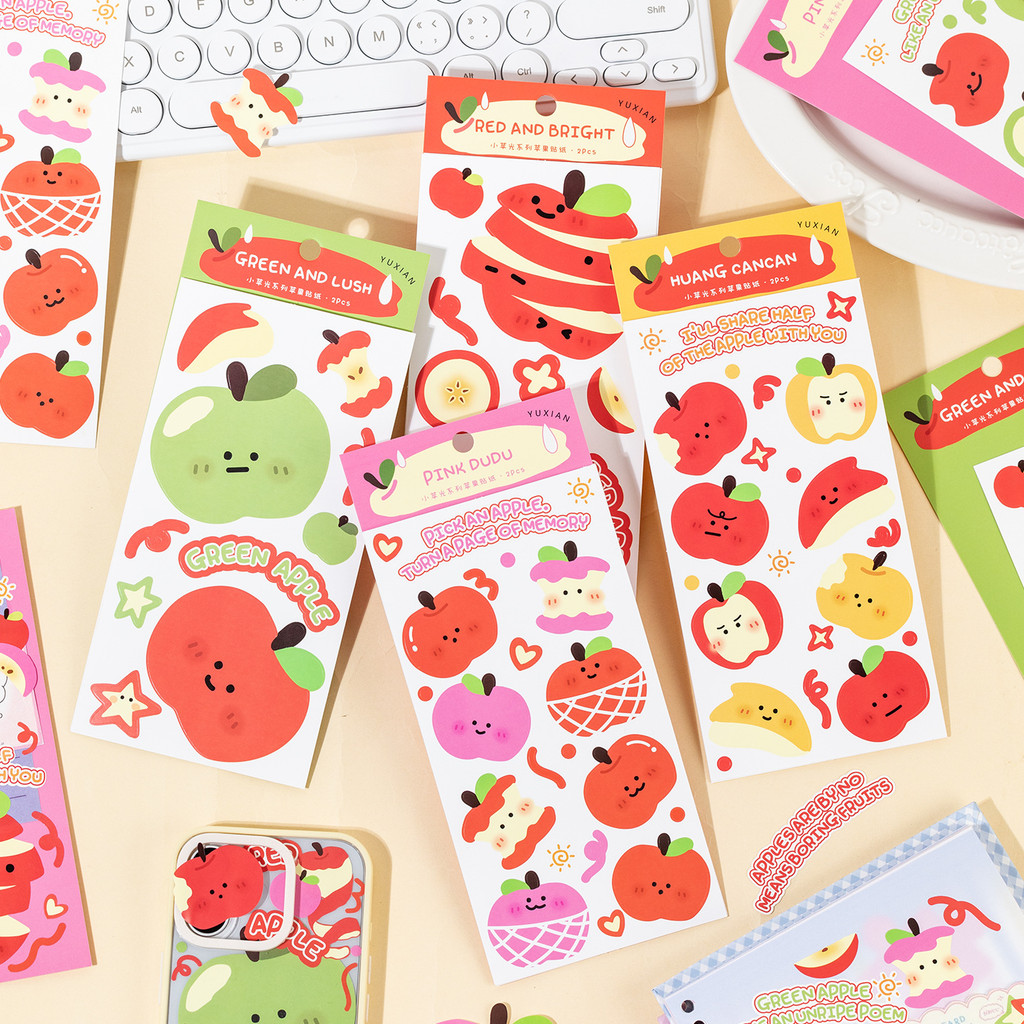 ไดลี่|2ชิ้นแอปเปิ้ลองค์ประกอบสติกเกอร์แอปเปิ้ลเล็กๆน้อยๆแสงน่ารักตลกรูปแบบสติกเกอร์คู่มือกรณีโทรศัพท์ถ้วยน้ําตกแต่งภาพตัดปะคู่มือสติก