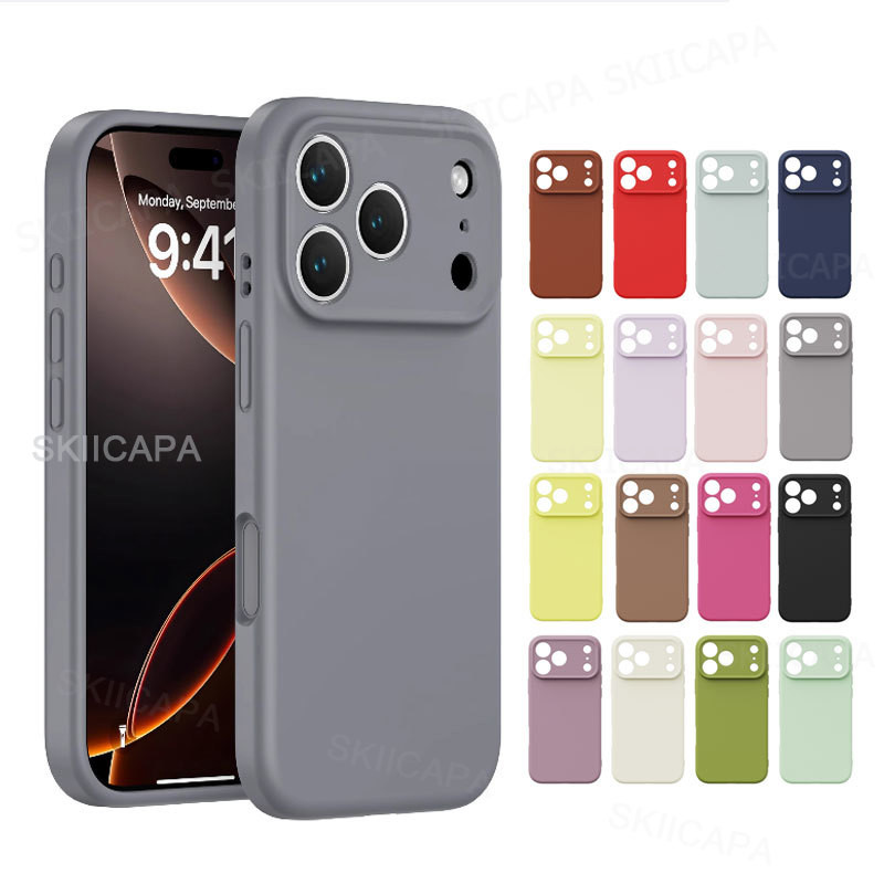 สําหรับiPhone 17 Pro Maxซิลิโคนเหลวเคสโทรศัพท์ผิวเรียบกันชนป้องกันสําหรับiPhone 17 Air 17Pro Max Funda