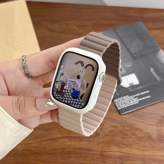 สายรัดซิลิโคนแม่เหล็ก for IWatch Apple Watch Ultra/SE 3 2 Series 11 10 9 8 7 6 5 4 3 Se 2 49มม. 46 45 44 42 41 40 38มม.