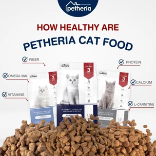 [[ จำนวน 2 ถุง ]] อาหารแมวเพ็ทเทอเรีย Petheria *ขนาด 1.5 กิโล >>เกรดพรีเมียม grainfree โปรตีนสูง >>เกรดhoristic